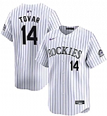 Men's Colorado Rockies #14 Ezequiel Tovar White White Home Limited Stitched Baseball Jersey Dzhi,baseball caps,new era cap wholesale,wholesale hats